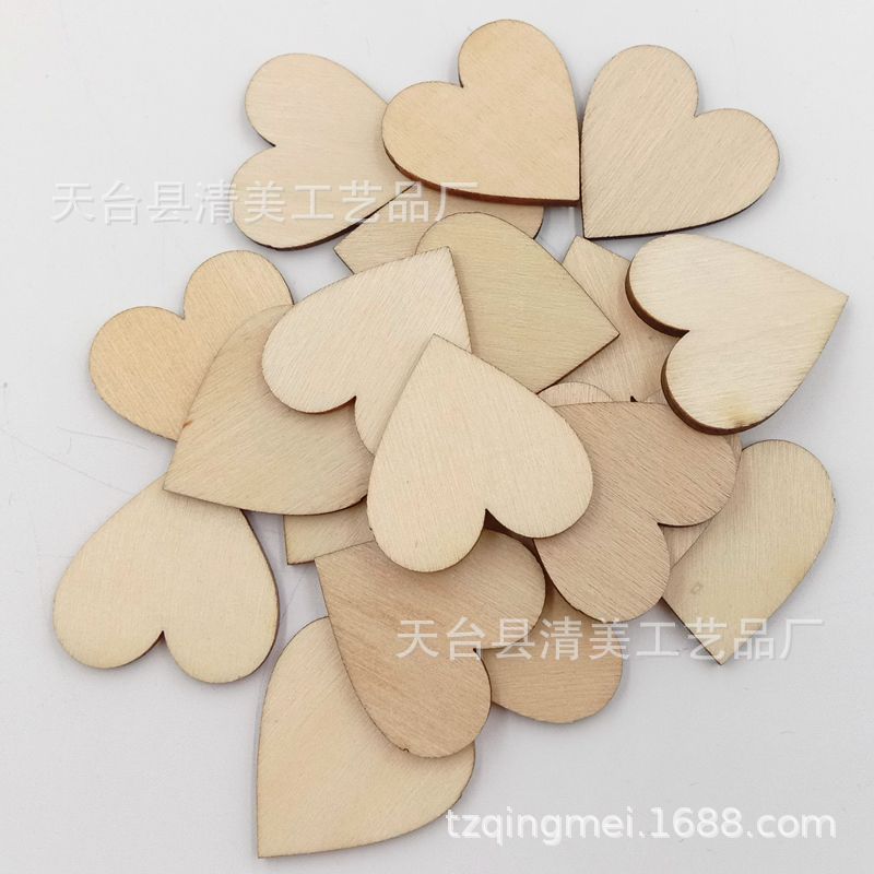 Corazón Estilo madera botón pieza melocotón corazón DIY decorativo pieza de madera colgante