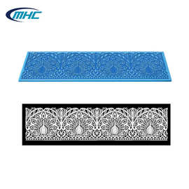 孔雀开屏蕾丝硅胶模具 干佩斯印花模 翻糖烘焙工具 蕾丝蜡烛模