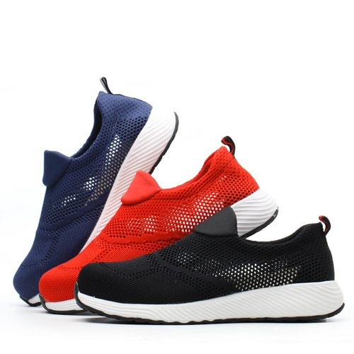 Sturdy, breathable, deodorant, fly-woven mesh lightweight labor protection shoes in summer, standard steel toe, anti-smash and puncture-proof shoes, work shoes