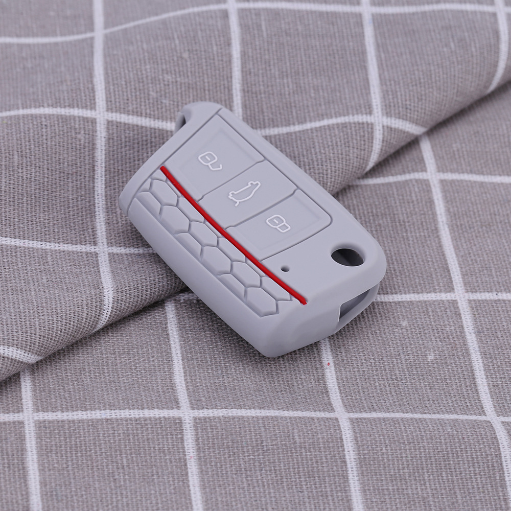 Aplicable a Volkswagen Golf 7 panal Borde de silicona llave caso lingdu flexible pegamento epoxi línea roja coche control remoto caso