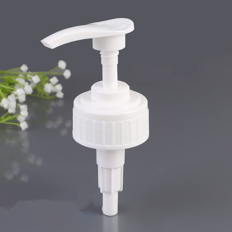 白色尖嘴按压式乳液泵 洗手液洗发露塑料螺纹泵 乳液分配器45牙