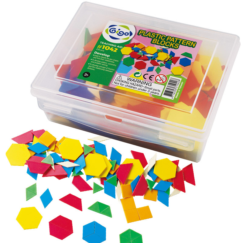 智高GIGO早教儿童益智塑料几何图案积木七巧板彩色造型积木1042
