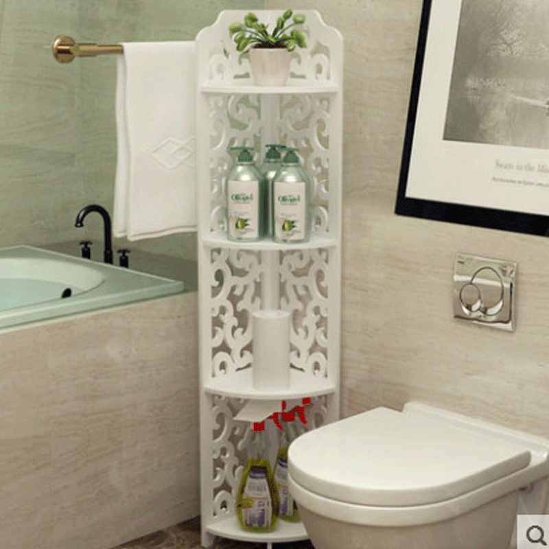 Baño trípode baño almacenamiento rack impermeable esquina piso pequeño lavabo estante esquina pared colgante baño rack