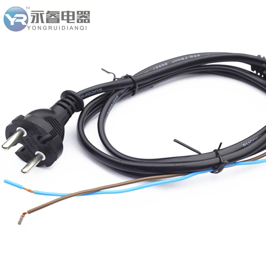 永睿生产铜芯印尼编织线 欧规PVC电线 电饭锅电源线2米 VDE编织线