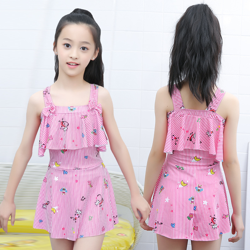 Traje de baño para niños de una sola pieza para niñas de estilo falda de tirantes para niños niñas Boxer lindo princesa traje de baño fábrica al por mayor