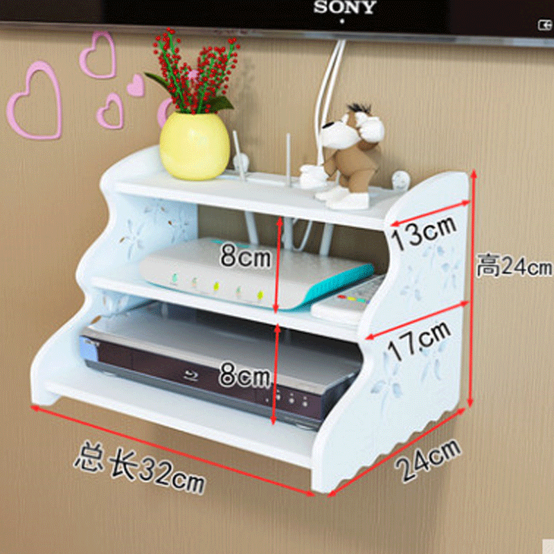 Montado en la pared TV Set-Top Box rack de almacenamiento libre de perforación sala de estar router soporte caja de almacenamiento de pared dormitorio partición