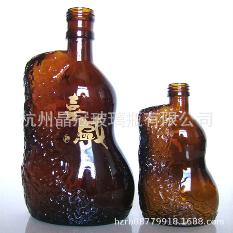 棕色酒瓶厂家专业优质500ml酒瓶玻璃棕色酒瓶黄酒瓶异形棕色酒瓶