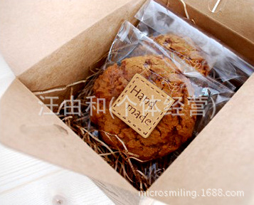 32枚 牛皮纸色方形 hand made 韩国封口贴 装饰贴纸 礼物贴纸