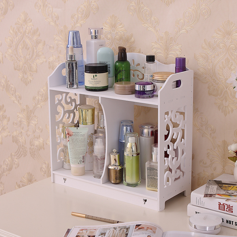 Caja de almacenamiento de cosméticos de escritorio de doble capa baño fregadero de almacenamiento rack tocador caja de almacenamiento