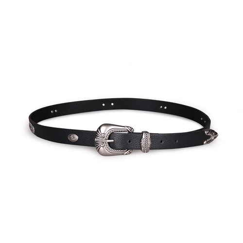 Cross-border exclusive for Europe and America, retro carved accessories, women's versatile fine lychee-patterned leather belt, Kamen Rider belt