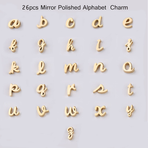 Cross-border mirror stainless steel English alphabet beads A-Z alphabet small hole beads 1.8mm DIY accessories beads