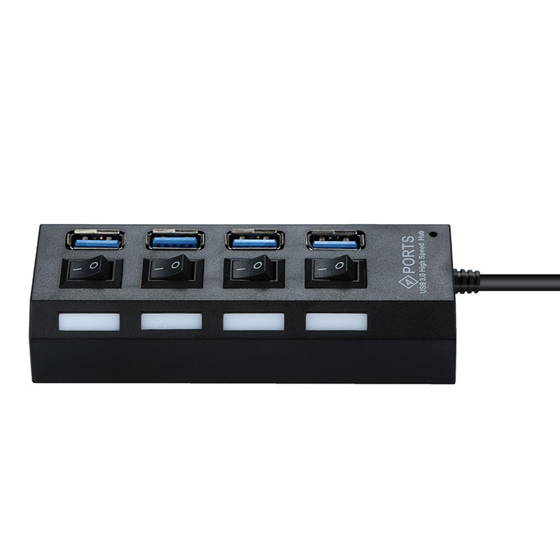 Hub USB LED 3.0 de 4 puertos alta velocidad con interruptor encendido/apagado