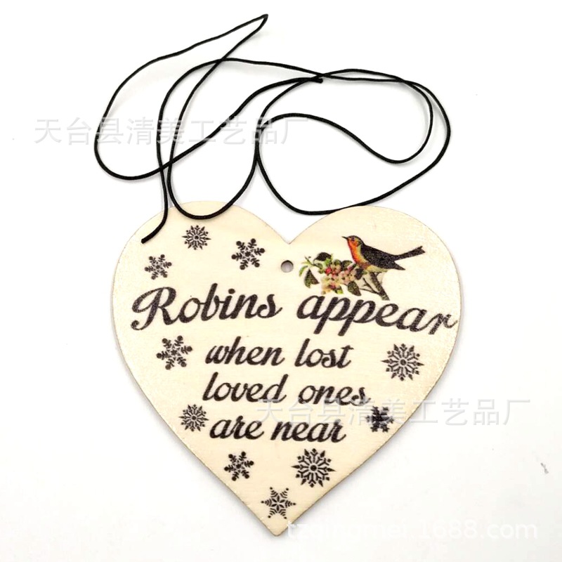 100mm tronco pájaro amor pieza de madera colgante 1 paquete