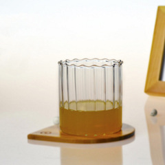 High-temperature resistant glassware gift Kung Fu tea cups wavy cups transparent glass tea set striped cups