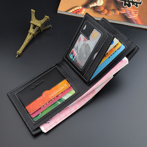 New wallet men's short wallet for young men Korean style multi-card slot retro crocodile pattern fashion horizontal soft leather wallet