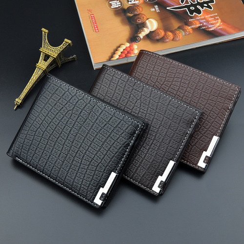 New wallet men's short wallet for young men Korean style multi-card slot retro crocodile pattern fashion horizontal soft leather wallet