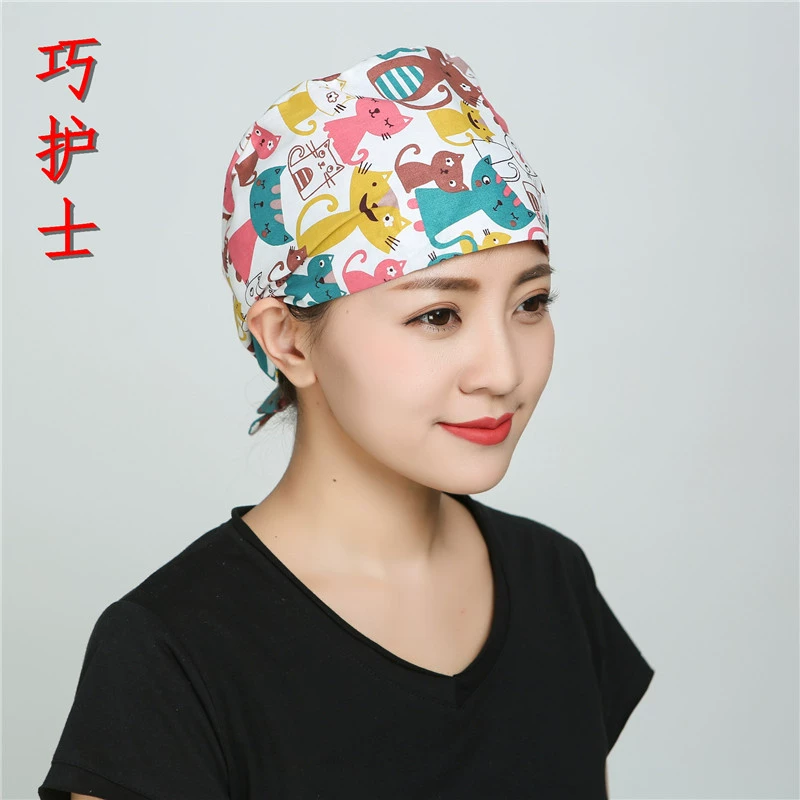 巧护士 The operating room hat fox men and women cartoon all cotton printing flowers sanitary dental chemotherapy Baotou nurse work cap
