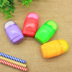 708 Creative Cartoon Student Stationery Pencil Sharpener Eraser Combination Set Dual-Purpose Pencil Sharpener Gift Wholesale