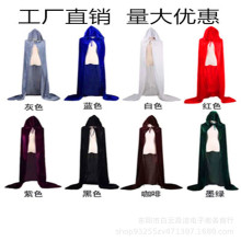 万圣节服装 舞会装扮成人斗篷型披风 黑色密丝绒吸血鬼死神披风