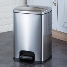 方形垃圾桶厨房办公室酒店欧式脚踏不锈钢垃圾桶大号有盖家用批发