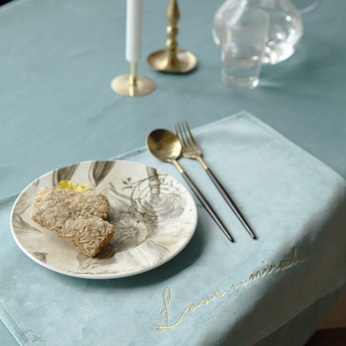 Pure Color Living Room Velvet Tablecloth Wedding Light Luxury Nordic Style Dining Tablecloth Home Tea Table Round Table Dustproof Table Mat