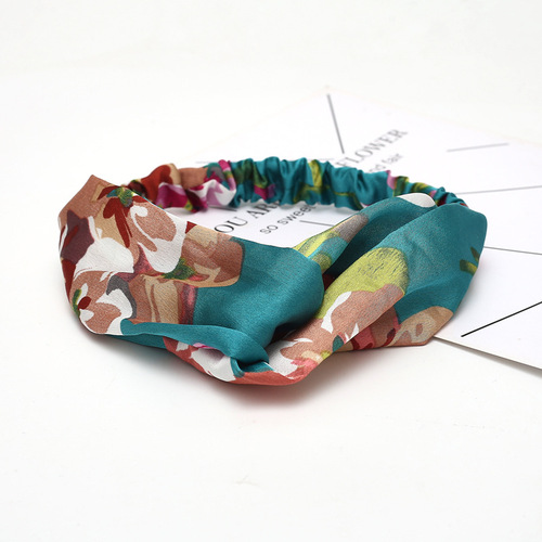 Wholesale Korean Spring and Summer Cross Elastic Hairband Chiffon Silk Hairband Women's Headband Hair Accessory Sport Face Washing Headwear 
