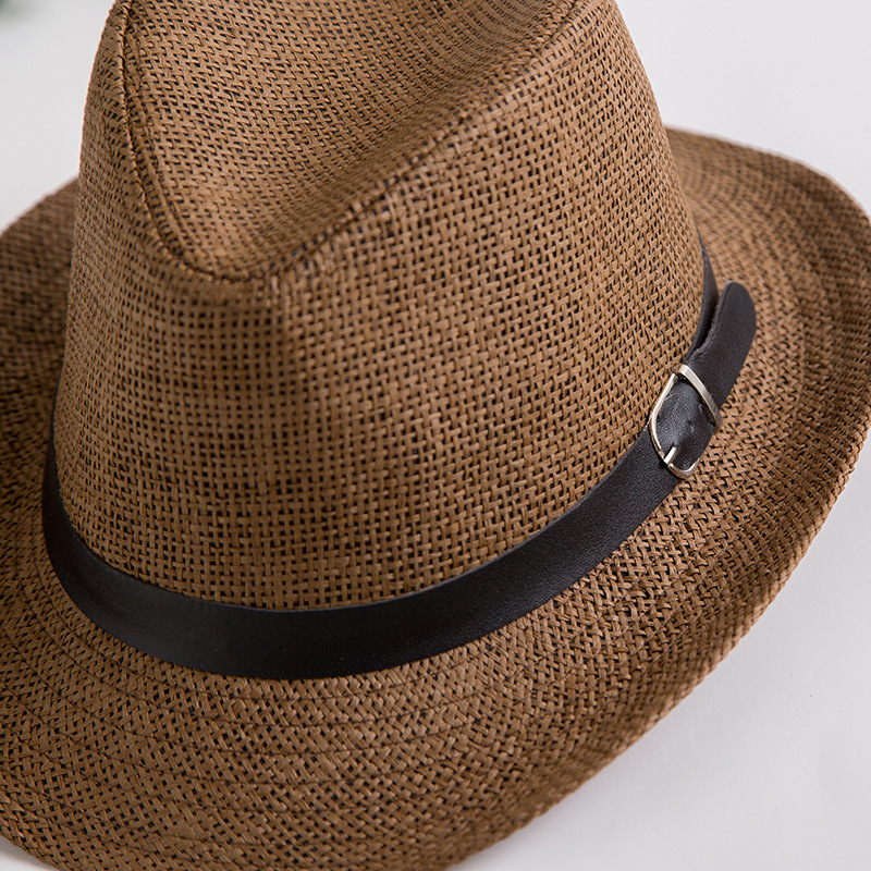 Sombrero de paja de los hombres sombrero de verano ala grande sombrero de sol cinturón sombrero de paja de mezclilla sombrero de Panamá sombrero de playa sombrero de sol moda femenina