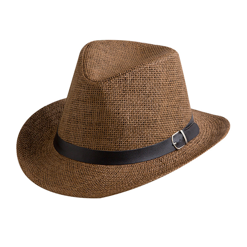 Sombrero de paja de los hombres sombrero de verano ala grande sombrero de sol cinturón sombrero de paja de mezclilla sombrero de Panamá sombrero de playa sombrero de sol moda femenina