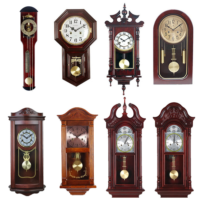 Reloj de pared de estilo chino nuevo antiguo, de madera maciza, mecánico – movimiento de péndulo de cobre Polaris, para Feng Shui.