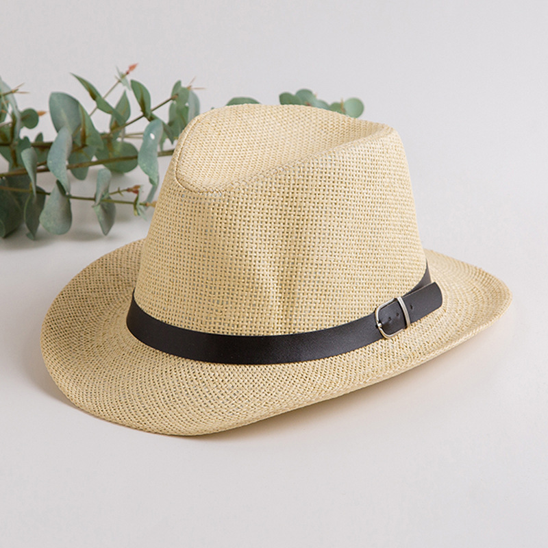 Sombrero de paja de los hombres sombrero de verano ala grande sombrero de sol cinturón sombrero de paja de mezclilla sombrero de Panamá sombrero de playa sombrero de sol moda femenina