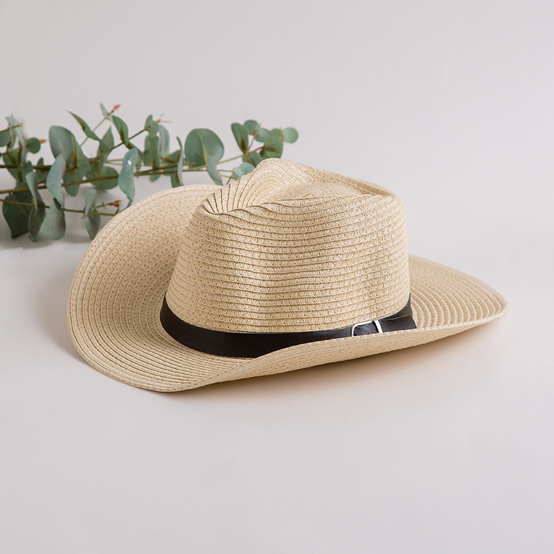 Sombrero de paja para hombre sombrero de Sol de ala grande de verano sombrero de paja para padres e hijos Sombrero de mezclilla nuevo sombrero de Sol de playa sombrero para el sol