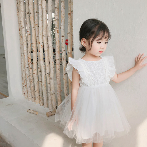Cross-border children's dress, children's dress, lace vest, chiffon dress, full skirt for girls, princess dress for little girls, summer dress for baby girls, first birthday dress