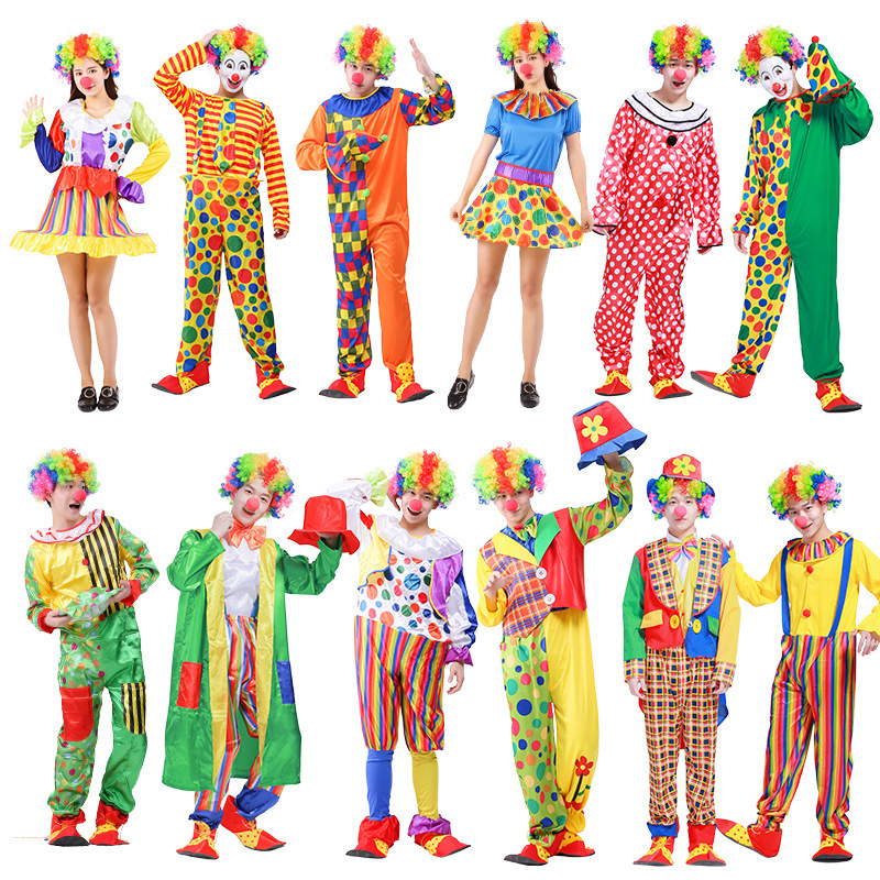 Spot Halloween Clown Costume Adult Clown Costume Men's and Women's Circus Performance Clothing Holiday Performance Dress Up Spot Halloween Clown Costume Adult Clown Costume Men's and Women's Circus Performance Clothing Holiday Performance Dress Up