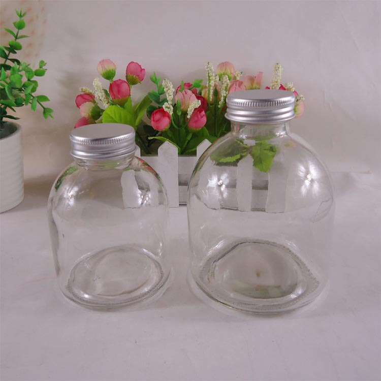 新款胖胖瓶杨梅果汁饮料瓶300ml大口珍珠奶茶瓶泡茶玻璃瓶批发