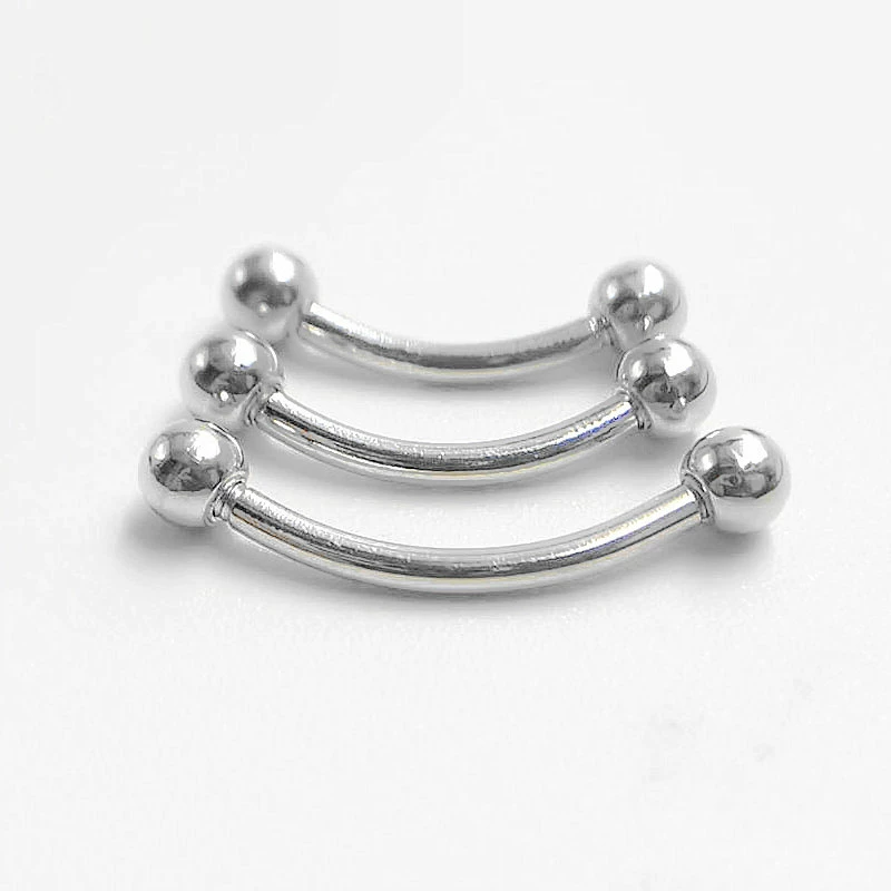 Серьги-кольца из серебра 925 — изогнутый барбелл и штифты, европейский стиль, несколько размеров