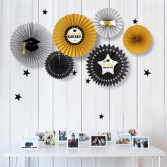 Flash Gold Black Silver Large Paper Fan Flower Set Graduation Party Ceremony Classroom Celebration Decoration Supply