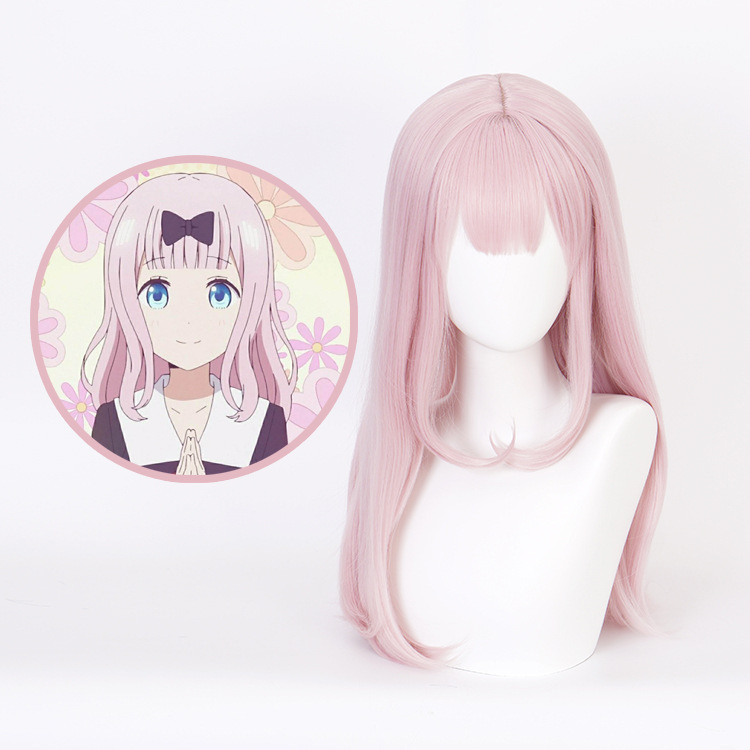 [Thousand Types] Miss Hui Ye Wants to Let Me Confession Fujiwara Qianhua Cos Wig Light Pink Slightly Curly Wig