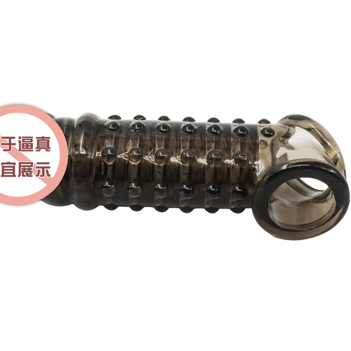 Black wolf tooth condom, penis condom, triple locking crystal condom, delayed lengthening and thickening collar, adult sex toy