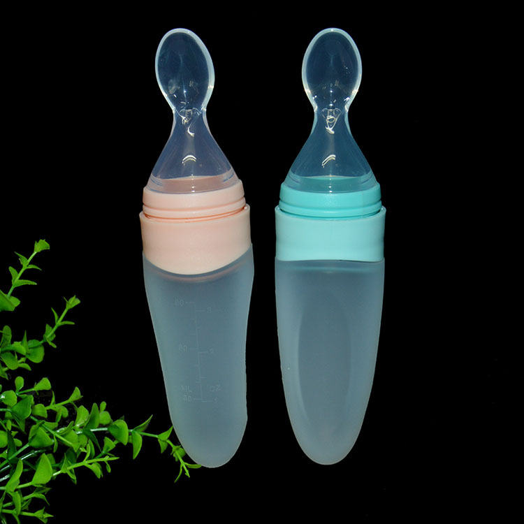 New baby liquid squeeze silicone rice paste bottle baby feeding soft spoon food supplement spoon multifunctional rice paste bottle