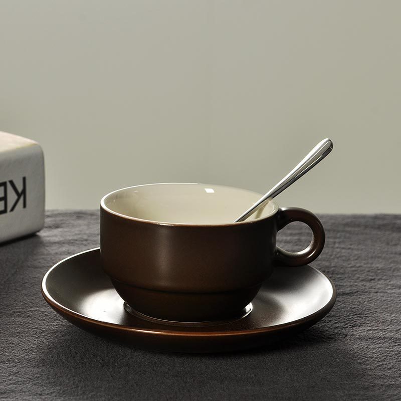 Taza de cerámica creativa taza de agua taza de moda taza de café conjunto conjunto conjunto completo con estante cuchara impresión LOGO