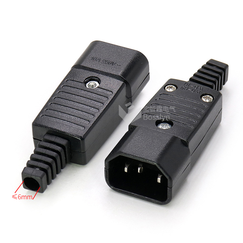 宝智霖直供C14三极电源插头10A 250V电瓶车充电口电线品字插头