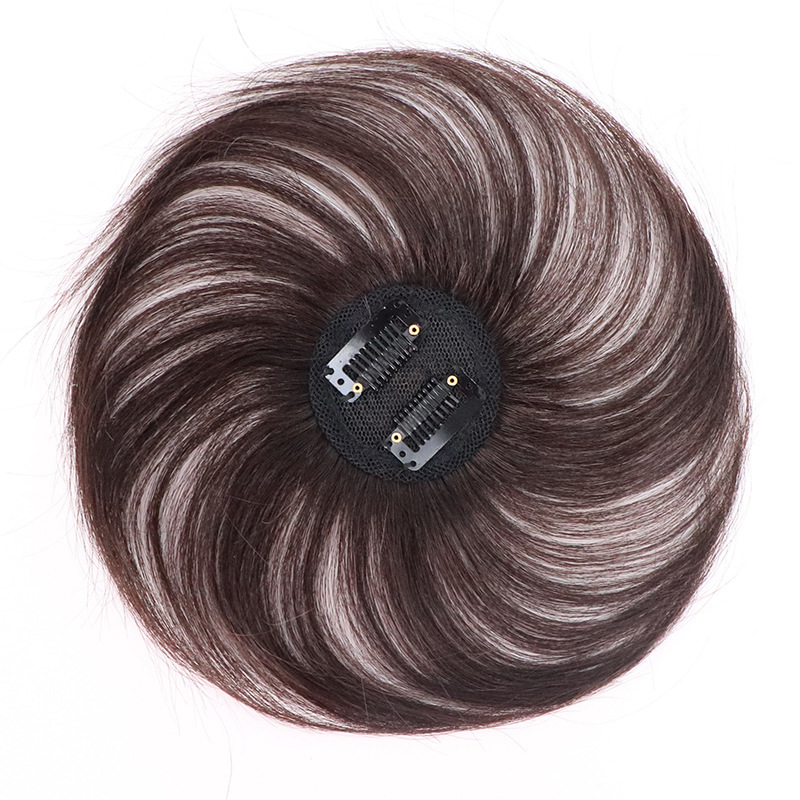 Hongxiu Preferred - Real Hair Mini Top Core Replacement Hair Block Real Hair Female Head Increase Hair Cover White Hair Wig Replacement Hair Block