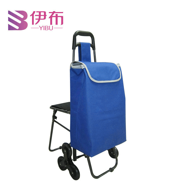 伊布 三轮带凳购物车 折叠带凳购物车 拉杆带凳购物车厂家