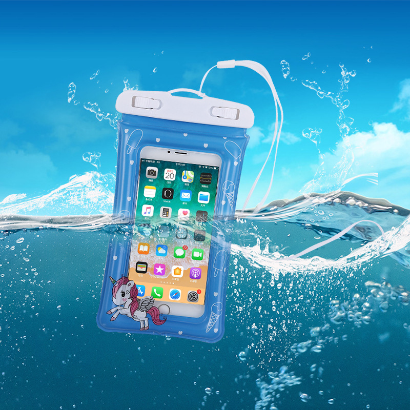 Cute Cartoon Mobile Phone Waterproof Bag Touch Screen with Airbag Drifting Swimming Diving Cover Portable Sealing Bag Protective Cover