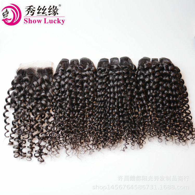 European and American AliExpress Explosions Real Wig curl hair with closure Natural Melody hair Curtain