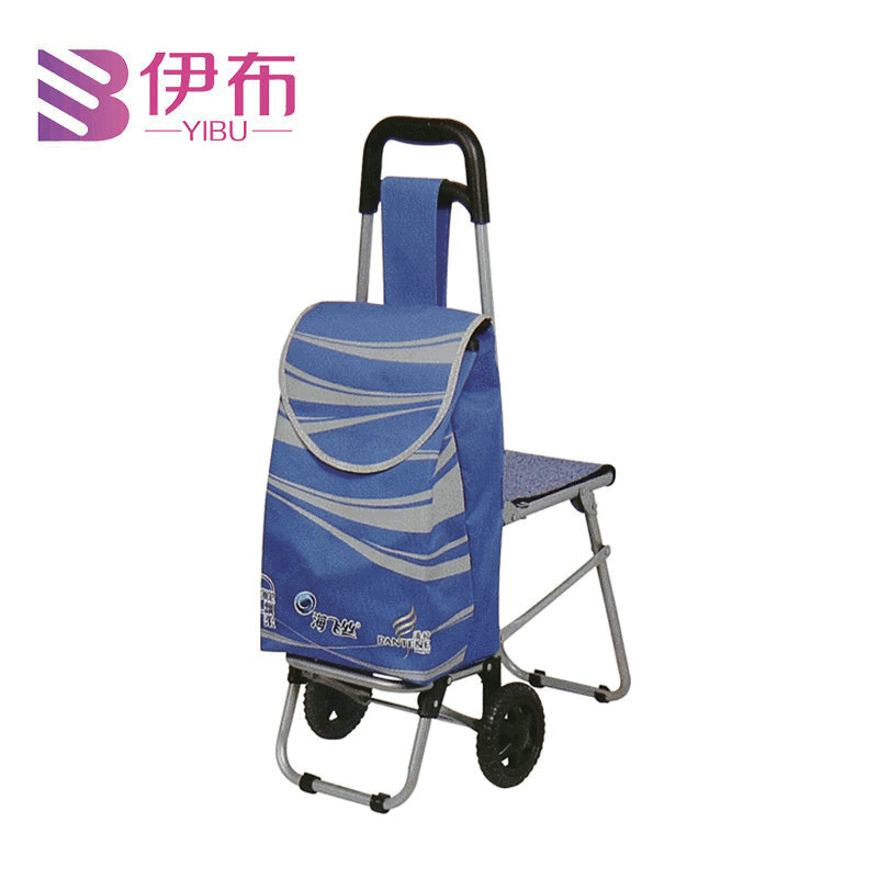 超市带凳便携购物车 折叠带凳购物车 拉杆带凳购物车厂家