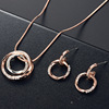 Metal earrings, two-color necklace, chain, set, Korean style