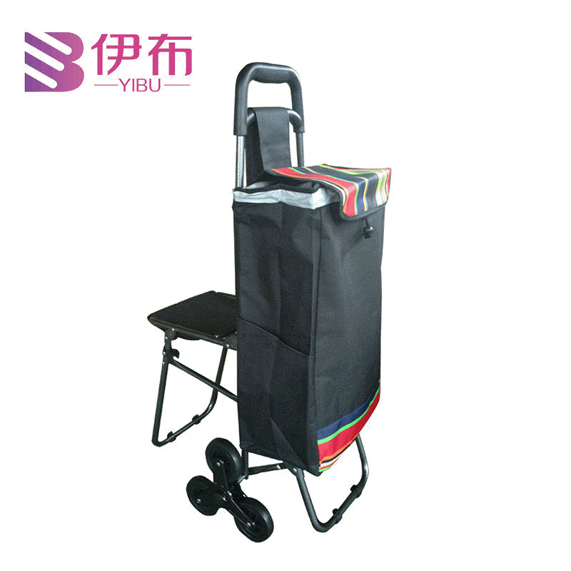 厂家供应 三轮带凳购物车 折叠带凳购物车 带凳折叠带凳购物车