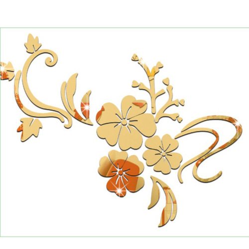 3D acrylic crystal three-dimensional wall stickers mirror flower vine living room sofa TV background wall decorative wall creative stickers