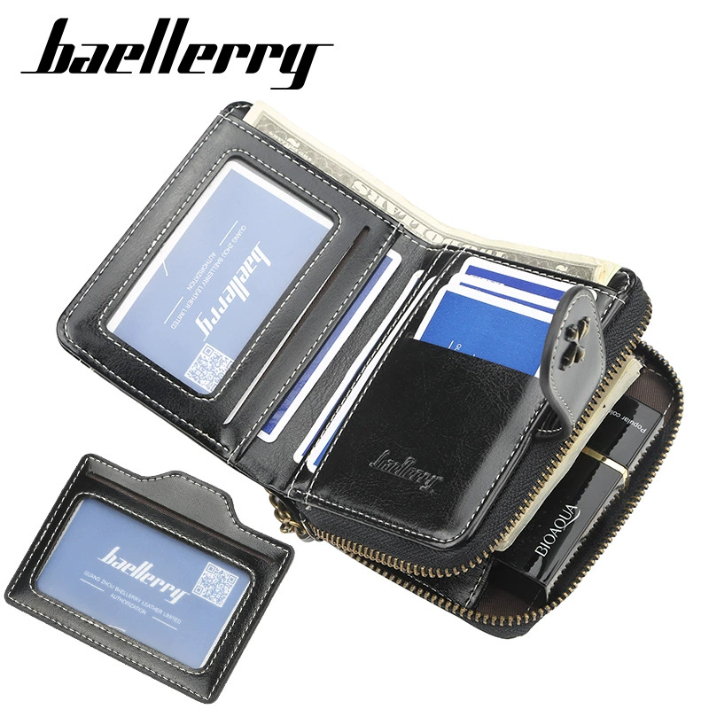 Кошелек (Baellerry) короткий держатель карт на молнии, защёлка, компактный 12×9×3 см